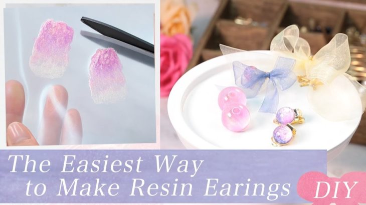 DIY UV-RESIN: The Easiest Way to Make Resin Earings＊【UVレジンDIY】マニキュアとクリアファイルで簡単♡オリジナルレジンピアス