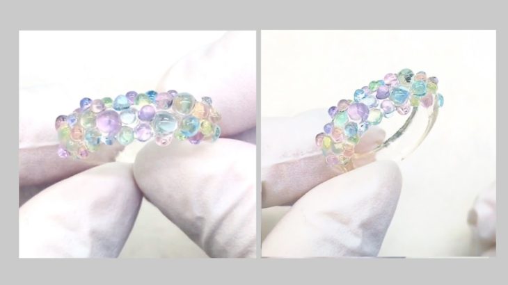 【UVレジン　100均】 ガラス風つぶつぶリング作ってみました💙 UV resin Glassy drop ring