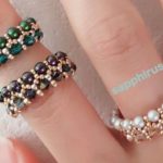 【簡単レシピ】3mmパールとスワロフスキーのビーズリング✨作り方　ビーズステッチ How to make a pearl ring with Swarovski. Easy tutorial.