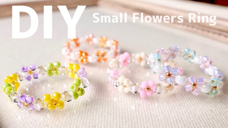 交差に編むだけ🌸小さなお花のビーズリング 作り方♪|簡単|初心者|子ども|大人|DIY|Easy Small Flowers Ring tutorial|How to make|seed beads