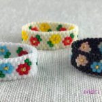 ビーズステッチ(ペヨーテ編み)の小花模様のリングの作り方/Peyote stitch/bead ring