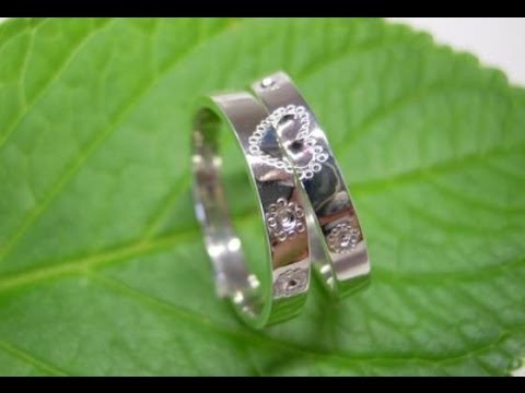 ハンドメイド・プラチナ結婚指輪 | ミル・ミル打ち | 可愛いハート&可愛い花