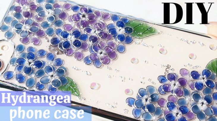 🌹Eng【UVレジン】まるで本物雨粒、丸カン紫陽花スマホケース / Make raindrop hydrangea iPhone case.