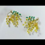 3種類の黄色いビーズで作るミモザ（アカシア）のピアスの作り方　How to make mimosa earrings