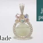 ＃97編み込みワイヤーラップペンダント・ニュージェイド・wire jewelry pendant