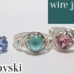 ＃73ワイヤーリング・スワロフスキー台座付き・wire jewelry ring