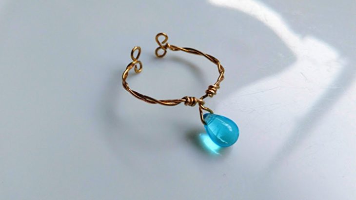 【DIYアクセサリー】簡単！ドロップビーズを使ったワイヤーリングの作り方　How to make a drop bead wire ring