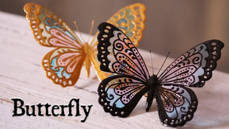 【レジン×アクリル絵の具】蝶々のブローチ DIY Frosting with resin [Butterfly brooch]