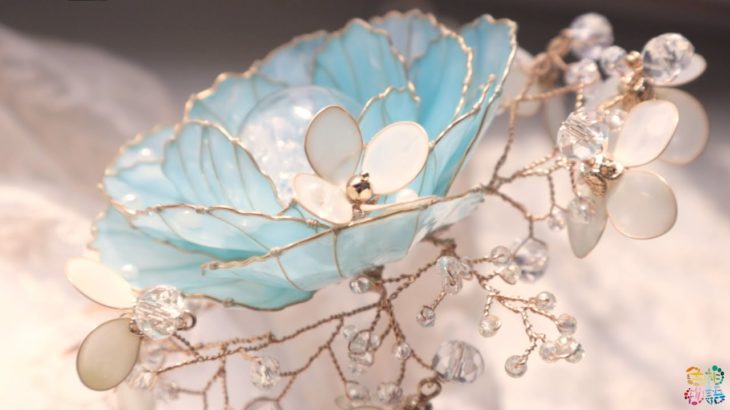 水花簪をレジンで作りました✨DIY.Beautiful blue flower hair item wire resin art project