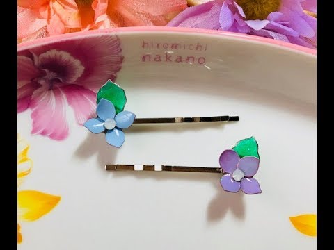 UVレジン♡100均の材料で紫陽花のヘアピンを作ってみた！