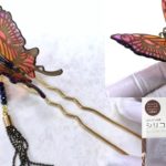 【UVレジン 100均】セリアの立体の蝶が出来るシリコンシートを使ってレトロなかんざし作ってみました！UV resin an ornamental hairpin of a butterfly