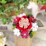 2回目【100均材料 つまみ細工】fabric flower kanzashi flower  DIY