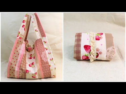 エコバッグ作り方　（内生地なし）DIY Eco bag (no inner fabric) sewing tutorial　コンビニレジ袋型