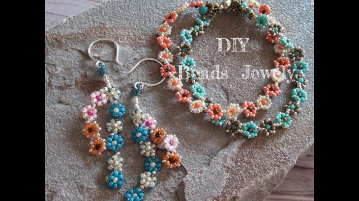DIY#20【＃Beads jewelry】小花のﾁｪｰﾝで作るﾋﾟｱｽ♪～