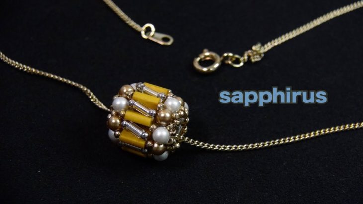 【ﾋﾞｰｽﾞｽﾃｯﾁ】スワロフスキーパールとティラビーズで編むペンダント☆作り方　How to make a pendant necklace:swarovski pearls and Tila.