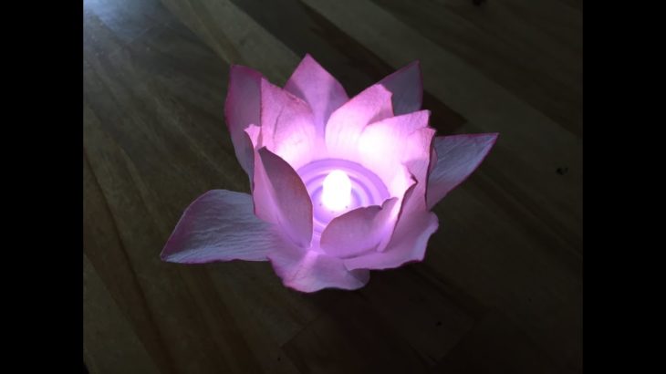 【ハンドメイドランプ・ライト•照明】DIY LED 和紙フラワーキャンドルライトの作り方　手作りライト教室PAPERMOON how to make lamp shade using WASHI