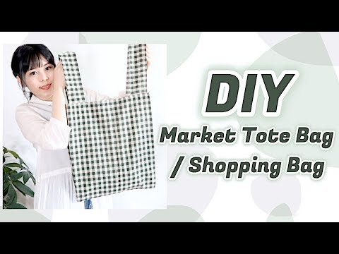Sewing for Beginners DIY Linen Market Tote / Gingham Shopping Bag Tutorial // 手作り+ファッションㅣmadebyaya