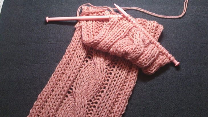 棒針編み　基本～縄編みマフラーの編み方