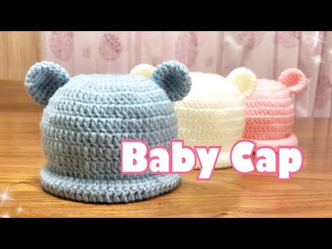 新生児ベビーキャップの編み方【かぎ針】可愛い赤ちゃんへニット帽の贈り物♡