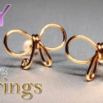 【ワイヤーアクセサリー】簡単DIY★小さなワイヤーリボンピアスの作り方 Tutorial for small ribbon wire earrings