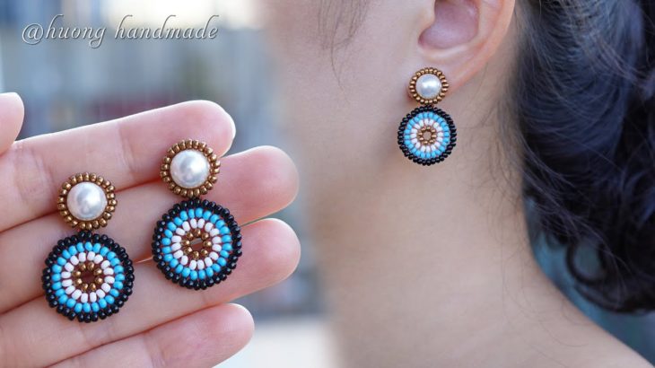 Blue eyes earrings. How to make beaded jewelry. Seed beads earrings