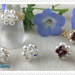 【かんたんアクセサリー】パールとスワロフスキーのピアスとリング/Easy earrings and rings with pearls and bicone beads