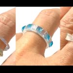 【UVレジン　プラ板　100均】プラ板で簡単にサマーリング作ってみました💙 Shrink plastic ＆resin Blue ring