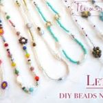 【DIY】ビーズフラワーネックレスの作り方 | ハンドメイド アクセサリー | 簡単 | テグス | ボールチップの付け方| 端処理 | Beads Flower Necklaces Bracelet