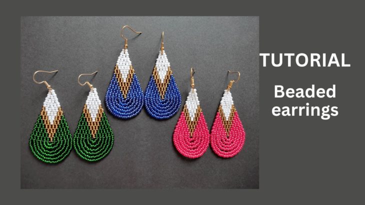 Seed bead earrings tutorial for beginners, brick stitch and beaded fringe-pendants, diy earrings