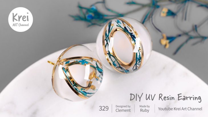 【UV レジン】DIYでドライフラワーを使ってピアスを作りました〜♪UV Resin -DIY Dried Flower in UV Resin Earring.
