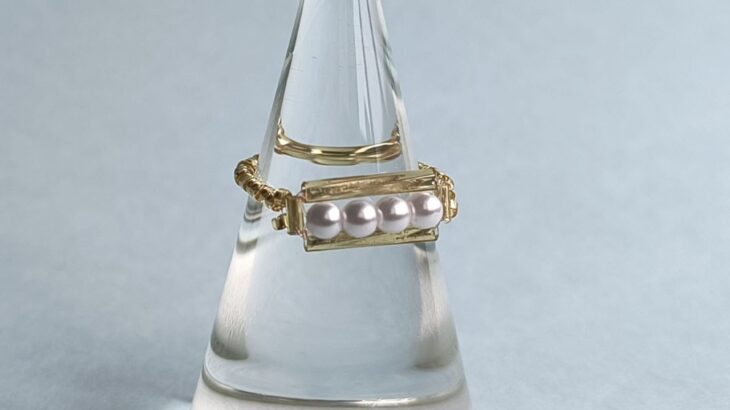 枠ありパールリングの作り方 How to make a framed pearl ring.