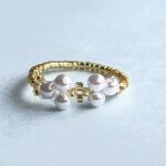 華やかなパールリング の作り方 How to make a simple pearl ring.
