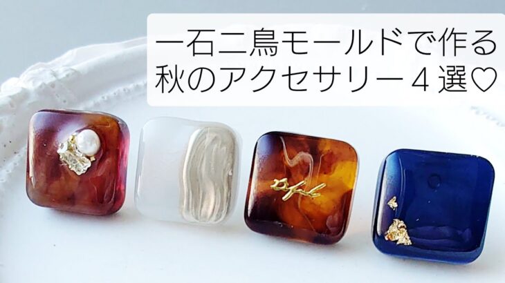 レジン♡一石二鳥モールド!?で作る♡秋デザインアクセサリー作り方 簡単 べっ甲 resin diy